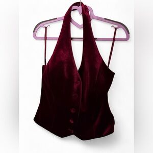 White House Black Market Deep Red Halter Blouse